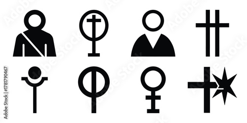 faith symbol silhouette vector icon set