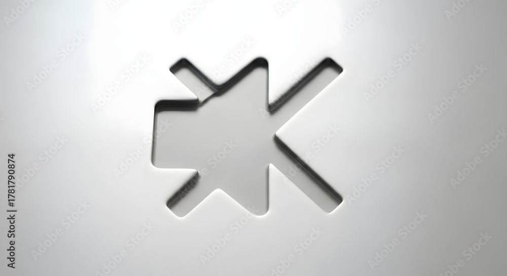 Fototapeta premium Minimalist metal design featuring a unique abstract geometric shape, perfect for modern branding or tech backgrounds with a sleek and subtle aesthetic.
