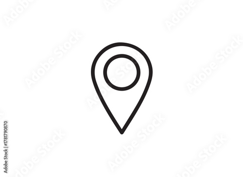 Location Pin Line Icon — Simple Bold Outline GPS, Navigation, and Map Vector Symbol