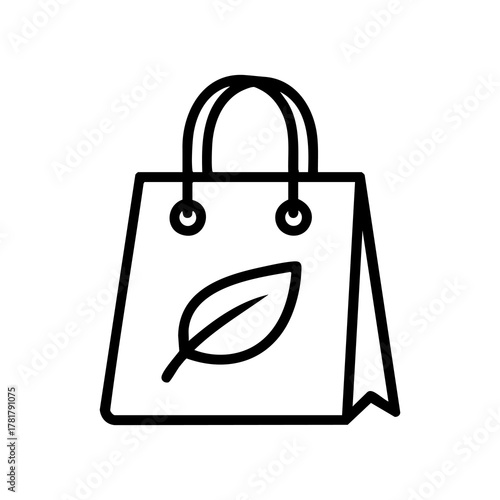 Shopping bag with a leaf symbol representing ecofriendly shopping