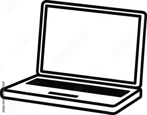 laptop for e learning line art transparent background