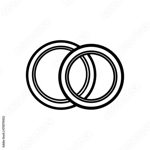 Two interlocking wedding rings icon, symbolizing marriage, commitment, and union
