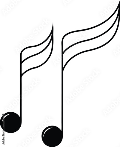 Music notes line art transparent background