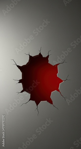 Wallpaper Mural Intriguing wall covering with a simulated breach, creating an impressive optical illusion of a deep opening through the surface ,rupture ,illusion ,optical Torontodigital.ca