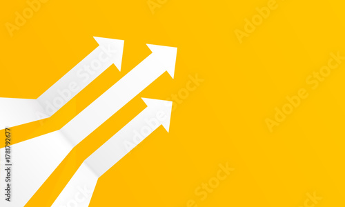 Horizontal Yellow Background with Rising Arrows for Presentation Slide Design and Forward Movement. Vector illustration.