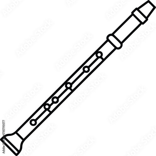 Recorder flute line art transparent background