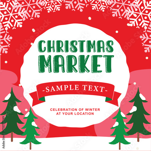 可愛い正方形のクリスマスイベント用背景素材