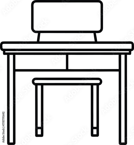 Teacher desk line art transparent background