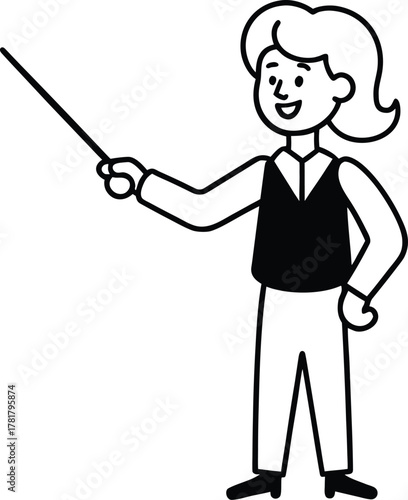 Teacher hand pointer line art transparent background