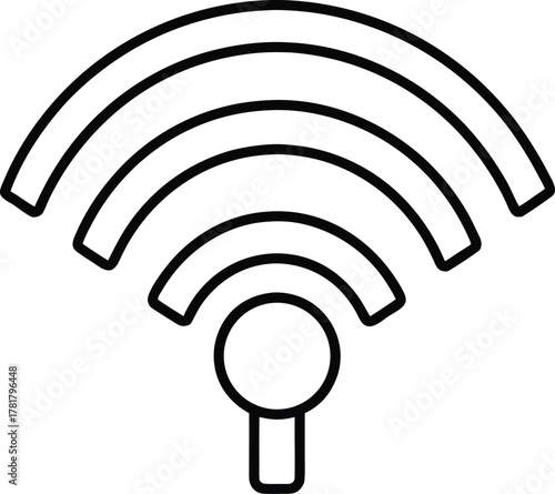 Wi Fi signal icon line art transparent background