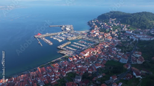 Aerial View Of Muros Old Harbour Town In A Coruña, Galicia, Northwestern Spain.