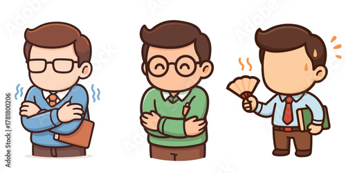 cold and hot temperature reaction office worker