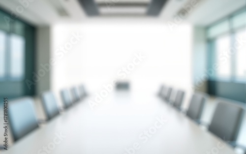 bright modern office interior, white background, blurred backdrop, glass partitions meeting room. High quality