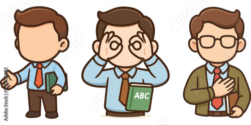 office worker turning head and shy covering face set