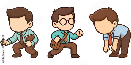 office worker martial art attack kicking and knee pose