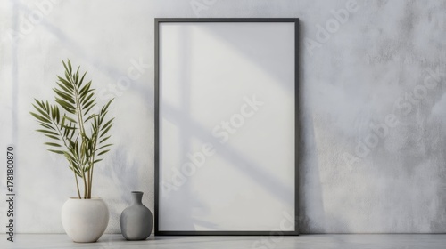 Wallpaper Mural minimalistic style gray frame with passe-partout on white background  Torontodigital.ca