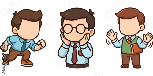 male office worker jogging and clapping encouraging cheer