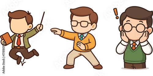 office worker pointing teaching and jumping celebration