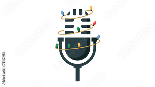 Festive Microphone: A studio microphone is adorned with twinkling lights, bringing a touch of holiday cheer to the recording studio or stage. 