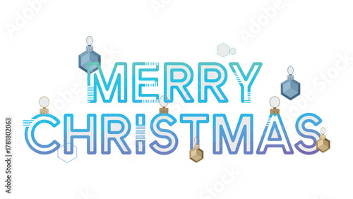 Holiday Cheer: Merry Christmas bright and festive, the iconic phrase is spelled out in a celebratory font, garnished with twinkling ornaments.