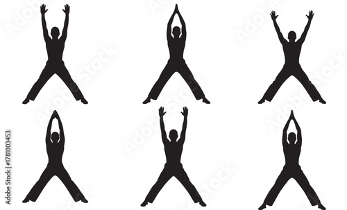 Jumping jack exercise silhouette sequence