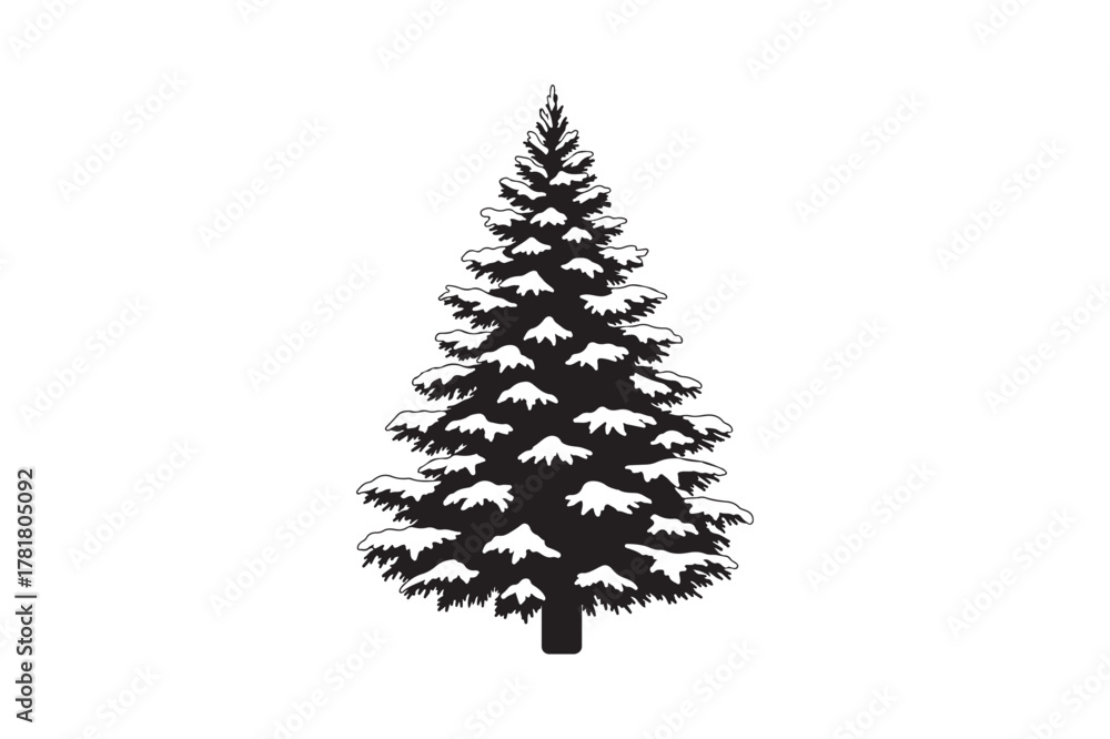 Obraz premium Christmas tree silhouette vector illustration, Set of Christmas tree silhouette 