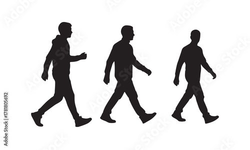 Three walking figures silhouette