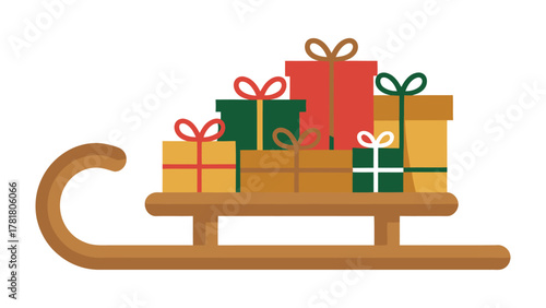 Christmas Sleigh of Joy: A festive sleigh overflowing with colorful, wrapped gifts, ready to spread cheer and anticipation. Symbolizing the spirit of generosity, joy and celebration. 