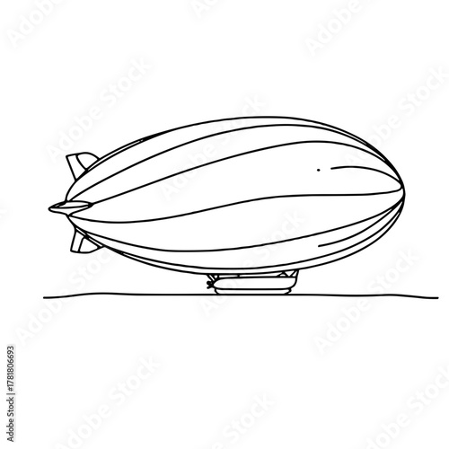 Silhouette of the North Express airship  Santa's Transportation and Delivery Christmas outline / minimal vector