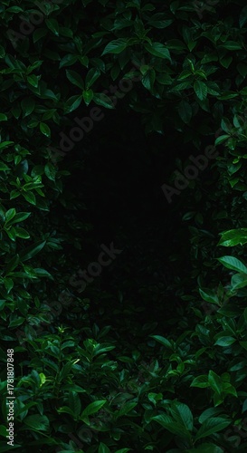 Lush, deep green jungle canopy with overlapping tropical leaves creating a mysterious, impenetrable wall of vegetation and wild growth ,wild ,vibrant ,natural background