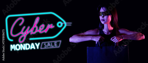 Young woman in AR glasses w...