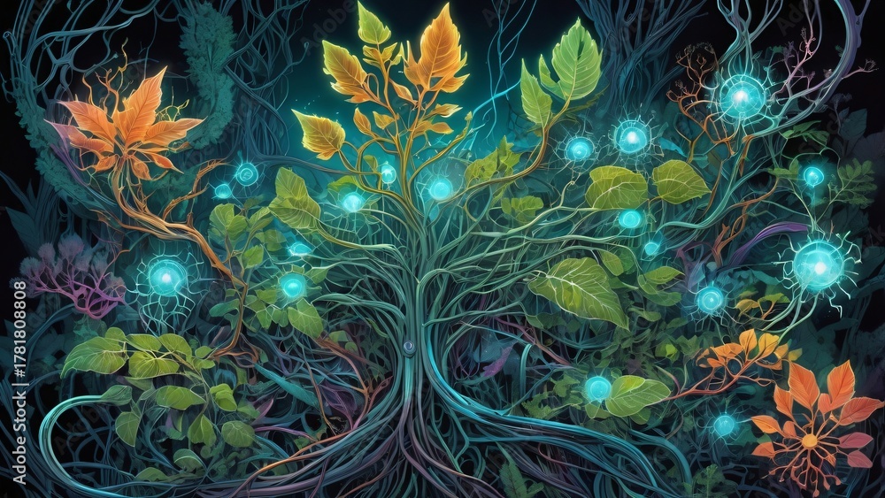 Obraz premium Infinite Fractal Flower Garden Surreal Illustration