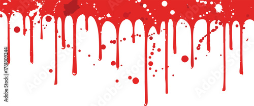 A red dripping and splattered graphic design element