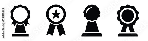 award minimal flat icon set, black color and white background
