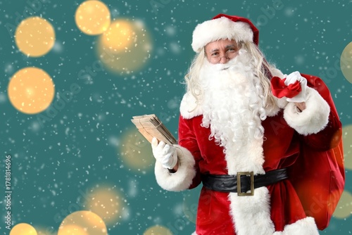 Santa Claus with letters an...
