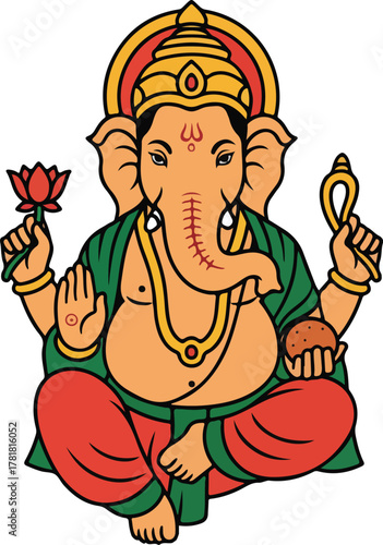 Lord Ganesha Vector Illustration for Religious and Spiritual Festival Concept