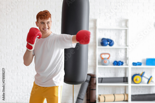 Young redhead boxer trainin...