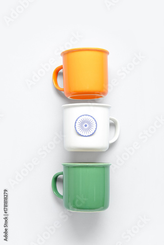 Indian flag made of cups is...