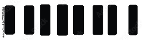 pause button minimal icon set, black color and white background