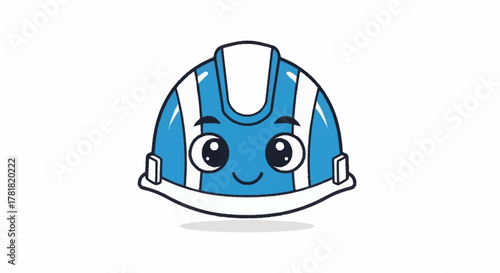 Adorable cartoon construction helmet with a cheerful smile, perfect for safety campaigns or educational materials aimed at kids and promoting a positive attitude