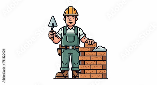 Dedicated construction worker builds a brick wall with expert skill and precision, showcasing hard work and reliable craftsmanship for your project needs