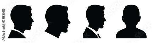 profile minimal flat icon set, black color and white background