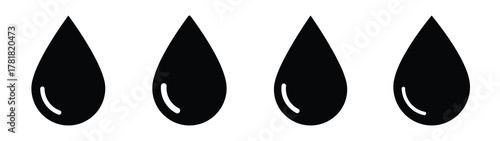 rain drop minimal icon set, black color and white background