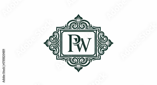 Elegant Monogram Logo with Ornate Frame and Intertwined Initials.