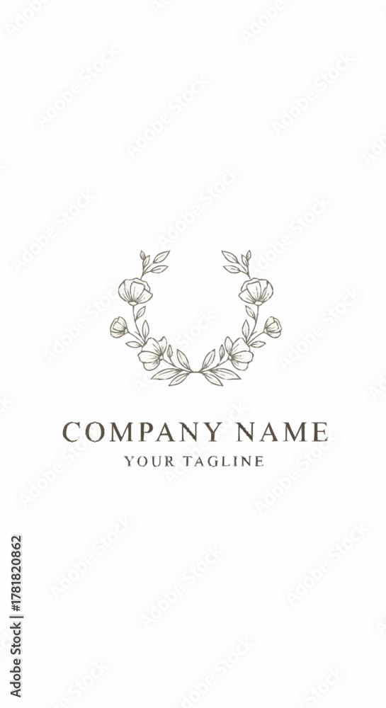 Fototapeta premium Elegant Floral Wreath Logo Design for Branding and Visual Identity.