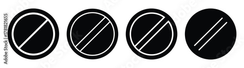 stop button minimal icon set, black color and white background