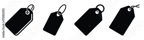 tag minimal flat icon set, black color and white background