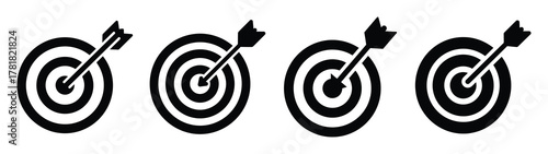target arrow minimal icon set, black color and white background