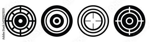 target minimal flat icon set, black color and white background