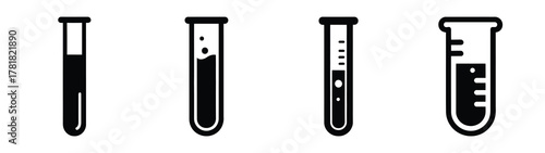 test tube minimal icon set, black color and white background
